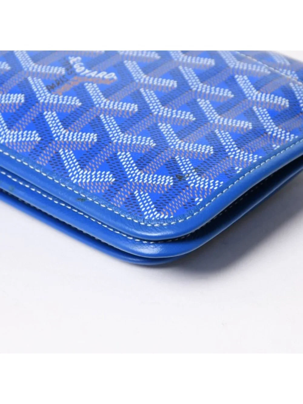 Goyard Plumet Pouch Wallet Shoulder Bag Blue Silver